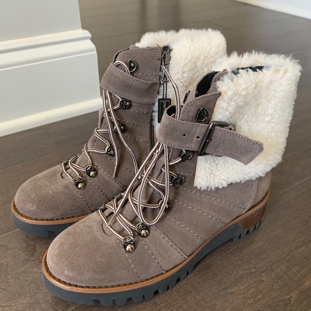 Fabianelli leather gray tan boots